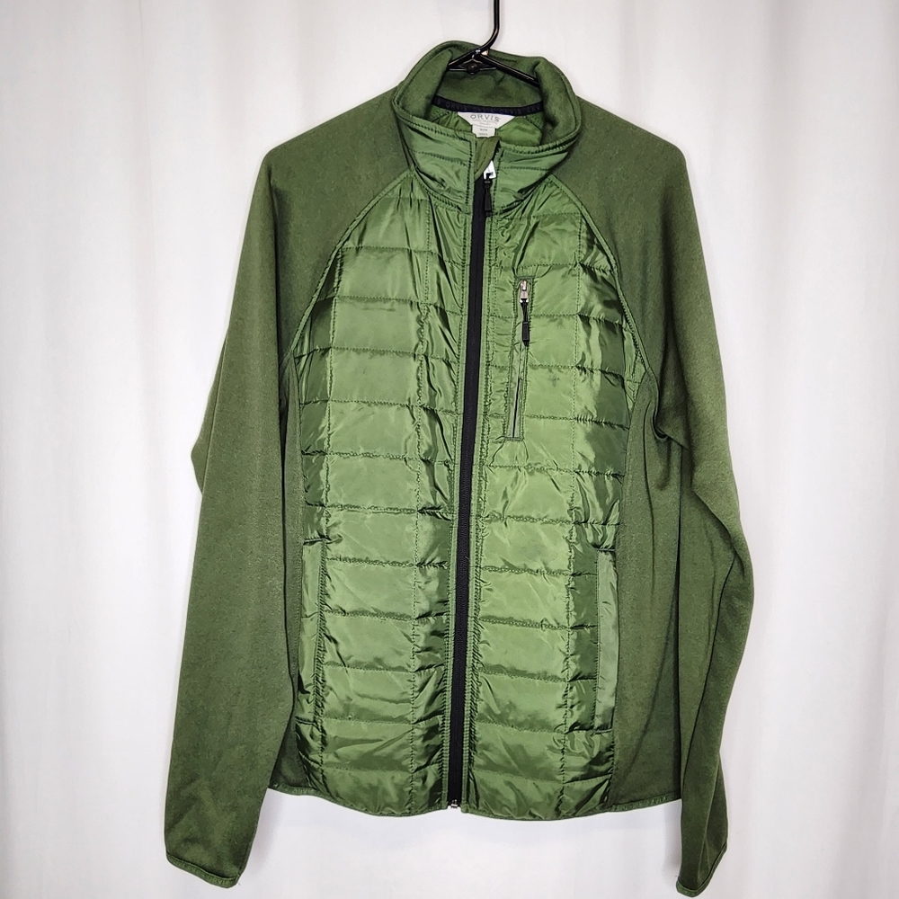 Orvis Full Zip Hybrid Jacket Green Quilted Mens Size Medium LightWeight